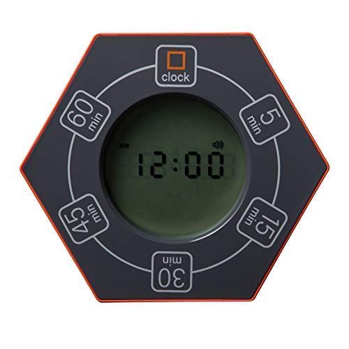 Hexagon Rotating Productivity Timer With Clock, Pomodoro Timer With 5,15, 30, 45, 60 Minute Presets, Timer For People With Adhd